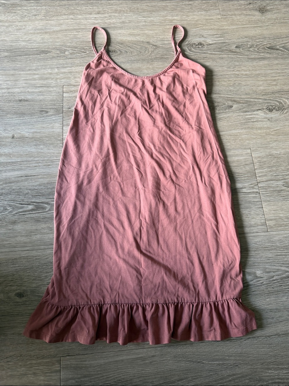 Women's Rose Pink Spaghetti Strap Ruffle Hem Dress
